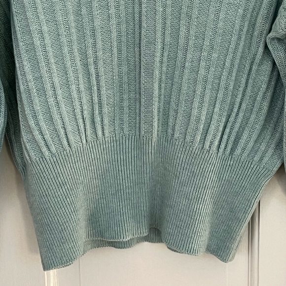 Truth by Republic Textured Wool Blend Aqua Ribbed Knit Long Sleeve Sweater Small - Picture 5 of 16
